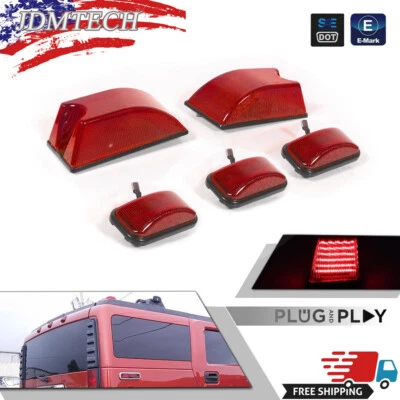 Комплект ярко-красных светодиодных габаритных огней для крыши кабины внедорожника Hummer H2/SUT 2003-2009 годов выпуска - Изображение 1 из 4