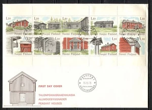 FINLAND 1979, FARM HOUSES ARCHITECTURE, Scott 626, BOOKLET PANE ON FDC - Picture 1 of 1