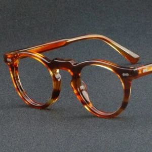 Round Acetate Eyeglasses For Men Women Clear Lens Retro Glasses Frames New - Picture 1 of 23