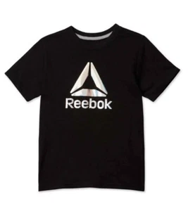 Reebok Metallic Logo Graphic Tee YOUTH T-shirt Black Size 8 Medium - Picture 1 of 2
