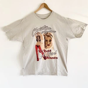 Urban Outfitters Christina Aguilera What A Girl Wants Gray Tee Size Large - Picture 1 of 4