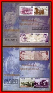 NEVIS 2003 LINDBERGH 2 M/S SC#1330-31 MNH CV$12.00 PLANES, AVIATION - Picture 1 of 1