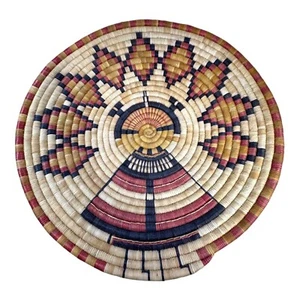 Vintage Museum Handwoven Hopi Coil Plaque Basket Corn Maiden Katsina Mana 1982 - Picture 1 of 8