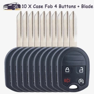 10 X Remote Key Case Fob 4 Buttons Shell for 2011-2016 Ford F-150 F-250 F-350 - Изображение 1 из 4