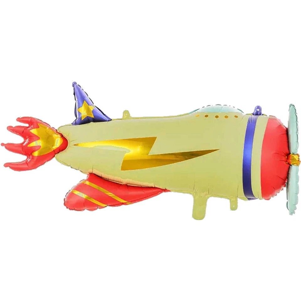Lightning Bolt Airplane Plane Air Or Helium 91cm Foil Balloon Decoration - image 1 of 1