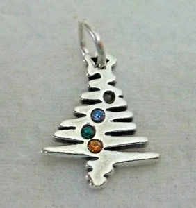 30 % Rabatt Fehler Sterlingsilber 18x15 mm Weihnachtsbaum mit farbigem Kristall Charm - Bild 1 von 1