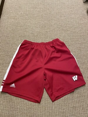 Adidas Wisconsin Badgers Shorts Mens Size Extra Large Red Licensed Authentic - Image 1 of 4