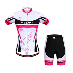 Womens Cycling Shorts Set 3 Summer Women's Cycling Suits Breathable Short Sleeve Jersey with Padded Shorts