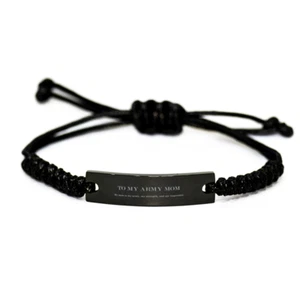 Lovely Army Mom Black Rope Bracelet, My mom is my army, my strength, and my ins - Picture 1 of 1