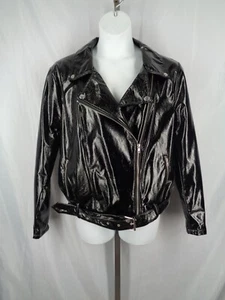 Forever 21 Black Belted Faux Leather Pleather Moto Jacket Plus Size 3X New - Picture 1 of 10