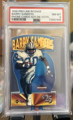 1996 Pro Line Intense Barry Sanders Phone Card $25 PSA 8 Pop 1 UNSCRATCHED - Image 1 of 3