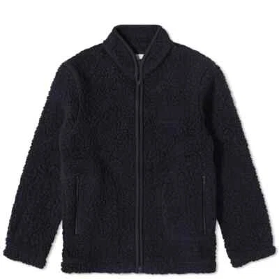 NN07 Morten Sherpa Fleece Jacket with removable logo patch - Navy Blue Small - Image 1 of 4