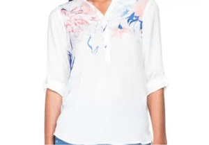 Salsa Floral Print Satin Tunic Top White Size Medium rrp £65 DH9 NN 08 - Picture 1 of 5