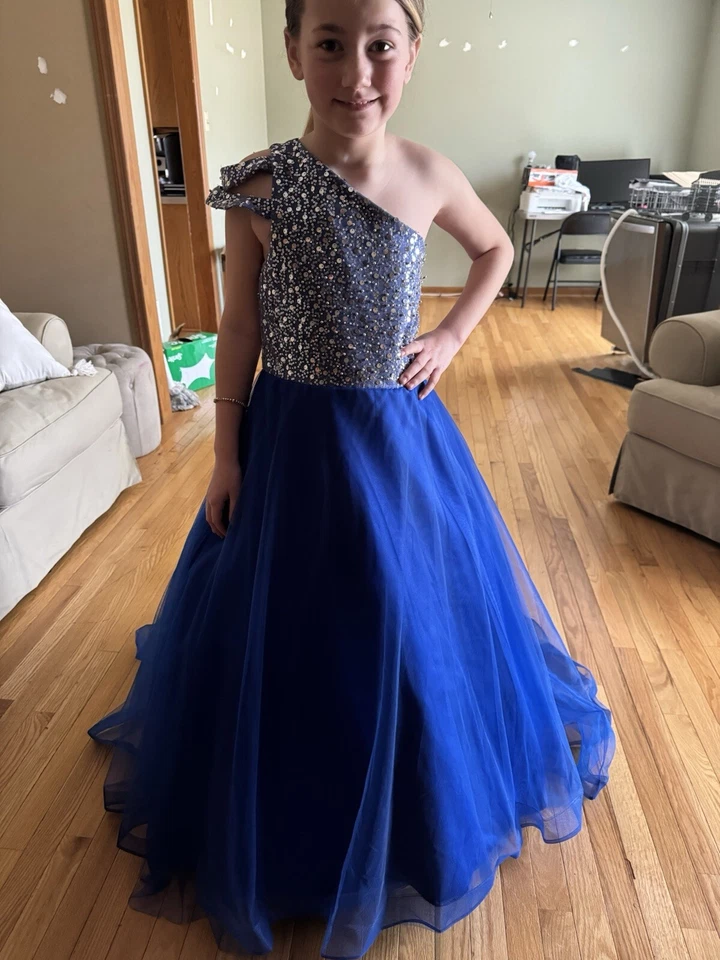 Vestido de concurso azul real talla 10 para niñas Foto 1 de 3
