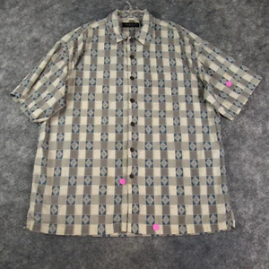 Cactus Black Label Shirt Mens Extra Large Gray Geometric Short Sleeve Button Up - Picture 1 of 17