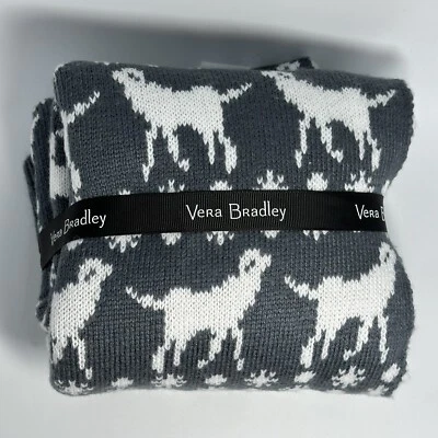 Vera Bradley Holiday Dogs Print Two Sided Gray Fleece Cozy Winter Scarf NWT - Image 1 of 4