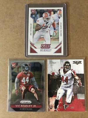 (3) 2015 Score Rookie Scorecard Vic Beasley #344 RC/Prizm RC/ Topps Fire RC - Image 1 of 4