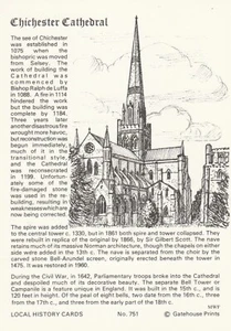 CHICHESTER CATHEDRAL, Sussex - Vintage POSTCARD Size Print (Drawing) - Foto 1 di 2