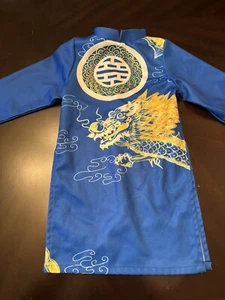 Ao Dai Boy 12-24m Teal Blue Dragon Embroidered - Picture 1 of 4