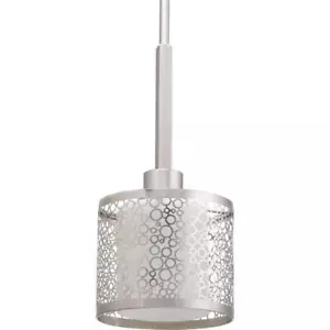 Progress Lighting Mini Pendant 1-Light Etched Parchment Glass Brushed Nickel - Picture 1 of 10