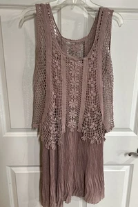Pretty Angel Kleid Medium rosa transparent Mini kurz Plissee Sommer Leinenmischung - Bild 1 von 7