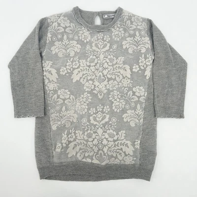 Vestido Suéter Mayoral Niñas Gris Estampado Floral Superpuesto Tejido Mezcla Angora Talla 2 Foto 1 de 4