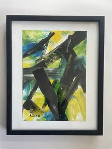 Franz Kline Painting Energetic Yellow Blue Modern Art Abstract Expressionist B34 - Picture 1 of 13