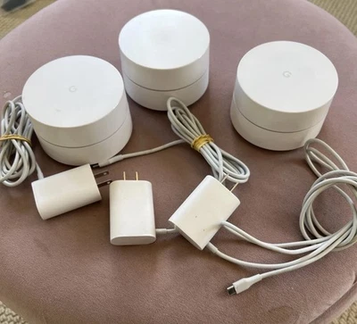 Google Mesh WiFi AC1200 3-Pack Whole Home System Smart Router w/ Power Cords - Image 1 of 4