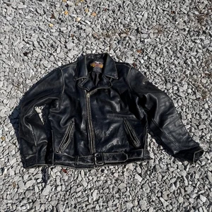 Vintage Harley-Davidson Schwarze Lederjacke Eagle Back Herren Größe L - Bild 1 von 13