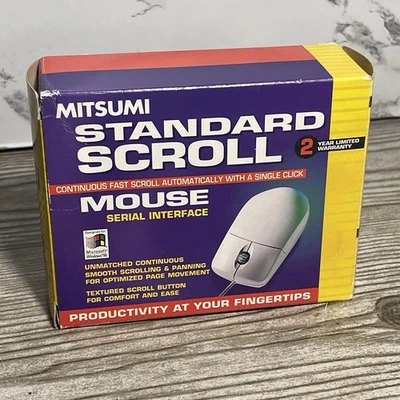 New Open Box Vintage Mitsumi Standard Scroll 3 Button Serial Mouse - Image 1 of 4