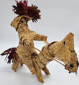 Burro vaquero guerrero folclórico de paja de colección tejido trenzado mexicano - Imagen 1 de 7