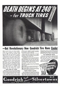 1938 Goodrich Silvertown Cord Tires: Death Begins 240 pubblicità stampa d'epoca - Foto 1 di 1