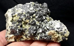 3" BLUE CHALCEDONY on QUARTZ w/ SIDERITE & SPHALERITE from Mexico - Picture 1 of 11