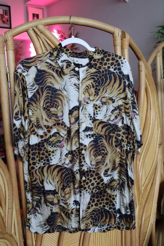 Camisa All Saints 'PRYDE' S/S Viscosa Estampado Animal - Talla Mediana/Calce Relajado Foto 1 de 4