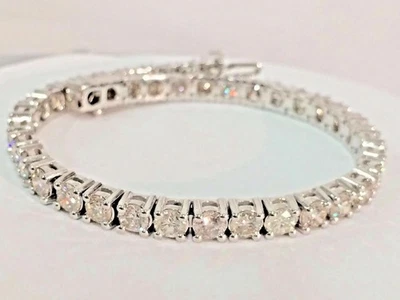 BEAUTIFUL 5.98Ct ROUND CUT LAB-CREATED DIAMOND TENNIS BRACELET 14K WHITE GOLD - Image 1 of 2