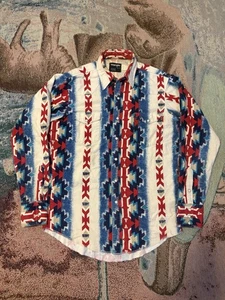 Vintage Wrangler Aztec Southwest Button Up Hemd X Long Tails Herren XL - Bild 1 von 4
