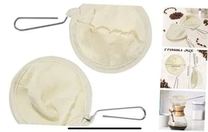 Flannel Cloth Coffee Filter Strainers with Steel Handle, 2 Pack Coffee Sock - Picture 1 of 8