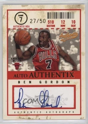 2004-05 Fleer Authentix Numbered to 50 /50 Ben Gordon #AA-BG Rookie Auto RC - Image 1 of 2