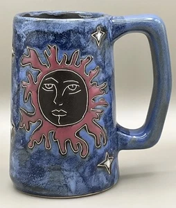MARA MEXICO SOL CELESTIAL LUNA ESTRELLAS ARTE AZUL CERÁMICA 5.5" GRANDE Taza Taza - Imagen 1 de 7