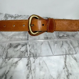 Merona braun Echtleder Gürtel Made in USA Größe Small 25-30 in Messingschnalle - Bild 1 von 4