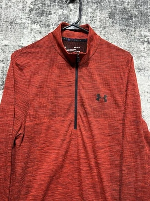 Under Armour Men’s M HeatGear Vanish Seamless 1/4 Zip Top Red Activewear - Image 1 of 4