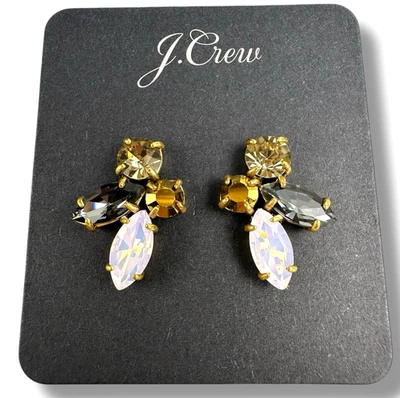 J. Crew серьги кластер с нейтральной смесь копченый топаз и радужные кристаллы - Изображение 1 из 3