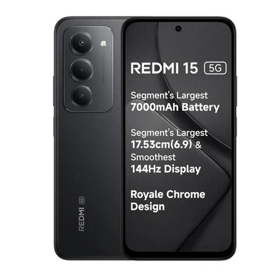 Redmi 15 5G (Midnight Black 6GB + 128GB) 50MP AI Camera Snapdragon 6s Gen 3 - Immagine 1 di 4