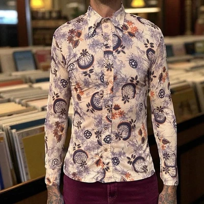 Camisa Tejida Manga Larga Psicodélica Multicolor Vintage Años 70 Montgomery Ward M Foto 1 de 4