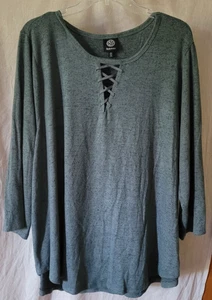 Damen Bobeau Shirt Übergröße 2X Pullover Langarm bläulich Freizeit Ausflug - Bild 1 von 3