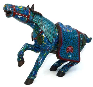 Early 20th Century Chinese Tang War Horse, Blue Cloisonne Censer, 16" x 11" (A) - Picture 1 of 10