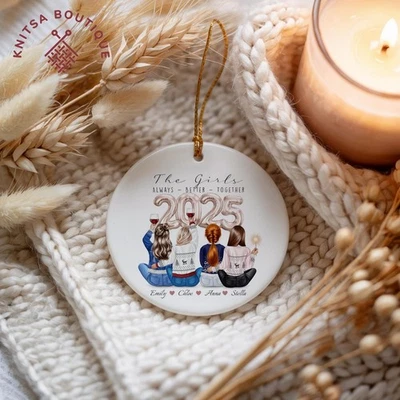 Заказное украшение Best Friends для 4 девочек персонализированное рождественское украшение подарок декор - Изображение 1 из 4