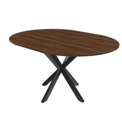 Extendable Round Dining Table for 6, Solid Wood Veneer, 42" to 58" - Image 1 of 4