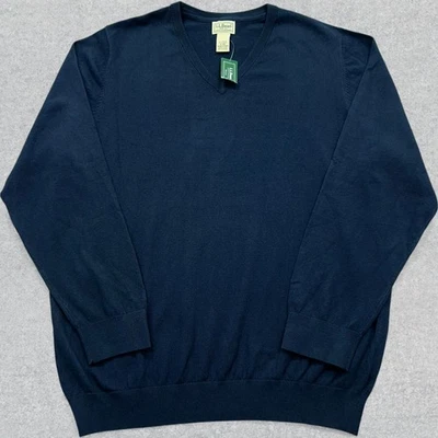 NUEVO LL Suéter Bean Para Hombre XL Azul Marino Mezcla de Cachemira Cuello en V Pullover Preppy Foto 1 de 4