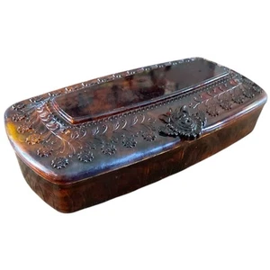 Estuche caja baratija vintage de acrílico Lucite marrón con caparazón de tortuga sintética - Imagen 1 de 8